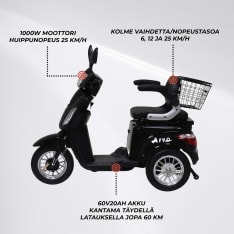 Arvo P300 musta senioriskootteri