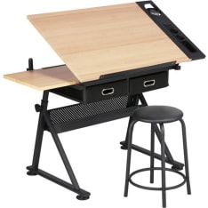 Lykke drawing table with wooden board and stool