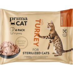 PrimaCat Classic 4 x 85 g Kalkkunaa kastikkeessa steriloiduille kissoille