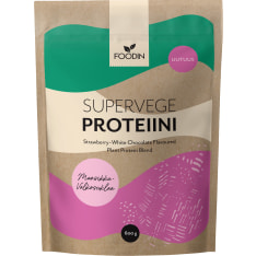 Foodin Supervege Mansikka-Valkosuklaa 600 g kasviproteiinisekoitus