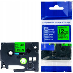 12mm x 8m P-Touch compatible black/green Velcro