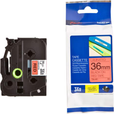 36mm x 8m P-Touch compatible black/red Velcro