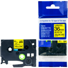 36mm x 8m P-Touch compatible black/yellow Velcro