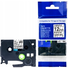 12mm x 8m P-Touch yhteensopiva musta/kirkas tarranauha