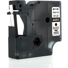 6mm x 7m Dymo yhteensopiva musta/valkoinen tarranauha