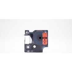 12mm x 7m Dymo yhteensopiva musta/punainen tarranauha