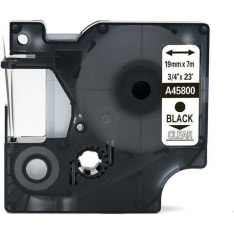 19mm x 7m Dymo yhteensopiva musta/kirkas tarranauha