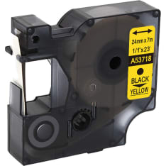 24mm x 7m Dymo yhteensopiva musta/keltainen tarranauha