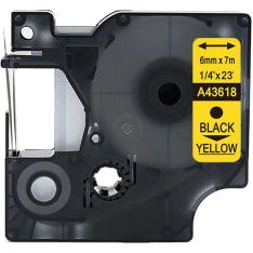 6mm x 7m Dymo D1 compatible black/yellow velcro tape