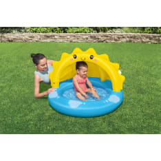 Bestway Sunny Days Shaded Kiddie Pool 1,01 m x 97 cm x 71 cm uima-allas aurinkokatoksella ja pehmopohjalla