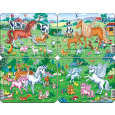 Larsen Mini Ponit, yksisarviset ja ystävät (4x1) 18,3 x 14,3 cm palapeli