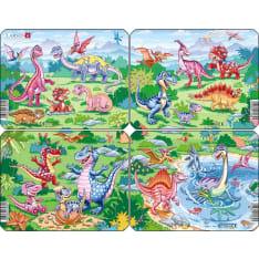 Larsen Mini Leikkisät dinosaurukset (4x1) 18,3 x 14,3 cm palapeli