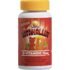 Sana-sol Vitanallet Vitamin D 10 µg Strawberry/Raspberry 60 pcs food supplement