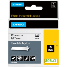 DYMO® Rhino™ Industrial Tape Flexible Nylon 12mm x 3.5m black on white