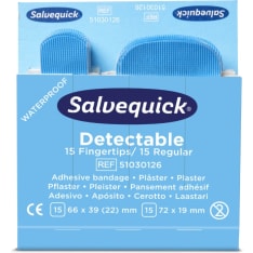 Salvequick sininen muovilaastari+sormenpäälaastari 30 kpl/viuhka
