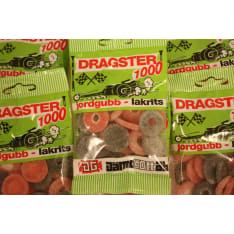 Dragster 1000 Mansikka-Lakritsi 50 g karkkipussi