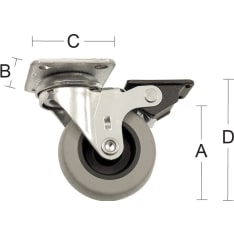 Habo 4110 100 mm swivel furniture wheel with brake