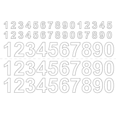 Habo 0-9 x3 13/26 mm white sticker numbers