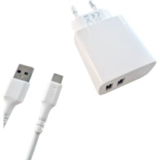 Gear 220V 2xUSB-A 3.4A, USB-C 2.0 johto 1m, laturi
