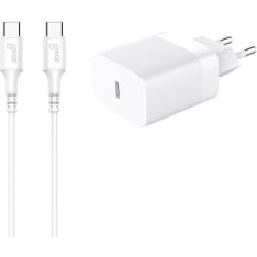 Gear 220V 1xUSB-C valkoinen PD/PPS 30W + Cable USB-C-USB-C laturi
