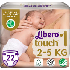 Libero Touch koko 1, 2-5 kg 22 kpl teippivaippa