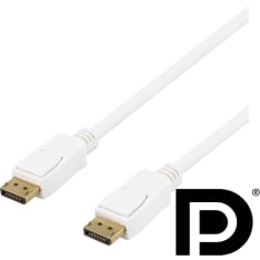 Deltaco valkoinen DisplayPort 1.2 kaapeli