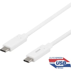 Deltaco valkoinen 10 Gbps 60W USB-C kaapeli