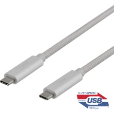 Deltaco silver 10 Gbps 100W USB-C cable