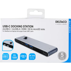 Deltaco USB-C telakointiasema