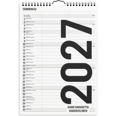Family calendar 2027 Black and white 2 columns