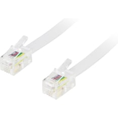 Deltaco modulaarikaapeli 4P4C(RJ9/RJ10/RJ22) 3m valkoinen