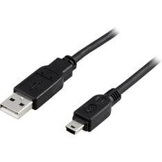 Deltaco USB-24S 1 m USB - mini-USB kaapeli