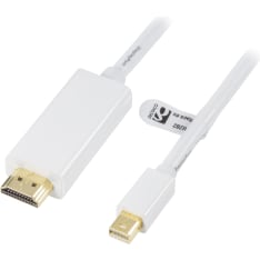 Deltaco DP-HDMI202 valkoinen 2 m MiniDP - HDMI näyttökaapeli