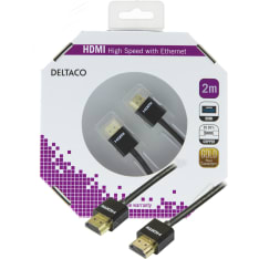 Deltaco HDMI-1092-K ohut 2m HDMI High Speed with Ethernet kaapeli