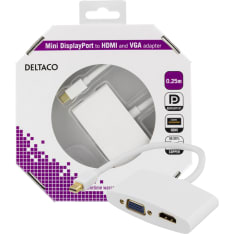 Deltaco DP-HDMIVGA1-K Mini DisplayPort - HDMI/VGA sovitin