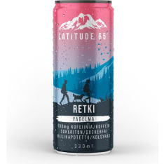 Latitude 65 Retki Vadelman makuinen sokeriton 330 ml energiajuoma