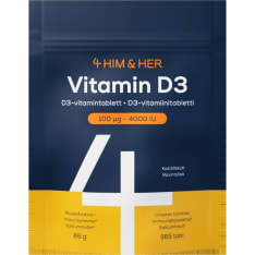 4Him&Her D3-vitamiini 100 µg ravintolisä 365 kpl