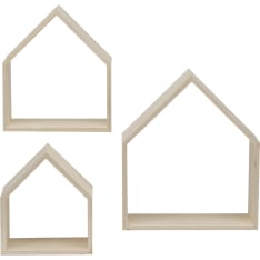 Desgin wooden frame houses 3pcs 26x30x10cm/25x25x10/17,5x20x10