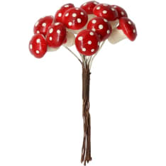 Deco toadstool with wire, red 1,6x2cm, 12pcs