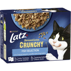 Latz Sensations Crunchy 10 x 85 g+40 g assorted fish in jelly wet cat food