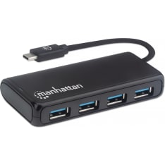 Manhattan 4xUSB-A hubi USB-C kaapelilla