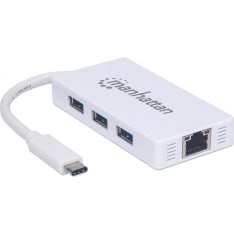Manhattan USB 3.0-hubi ja Gigabit Ethernet adapteri USB-C liitimellä