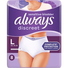 Always Discreet Underwear Plus L 8 kpl inkontinenssialushousut