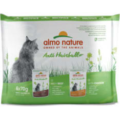 Almo Nature Holistic Cat Multipack Anti-Hairball nauta & kana 6 x 70g kissan märkäruoka