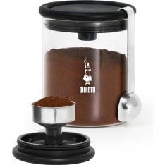 Bialetti glass coffee jar with coffee measure