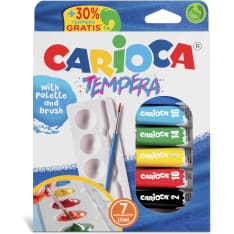 Carioca Tempera craft paint 10ml x 7  + paintbrush