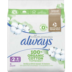 Always Cotton Long S2 Wings 10 kpl terveysside
