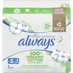 Always Cotton Night S3 Wings 8 kpl terveysside