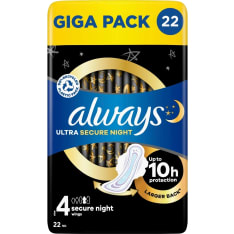 Always Ultra Night 4 wings 22 kpl terveysside gigapakkaus