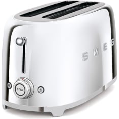 Smeg TSF02 neljän viipaleen leivänpaahdin, kiillotettu teräs